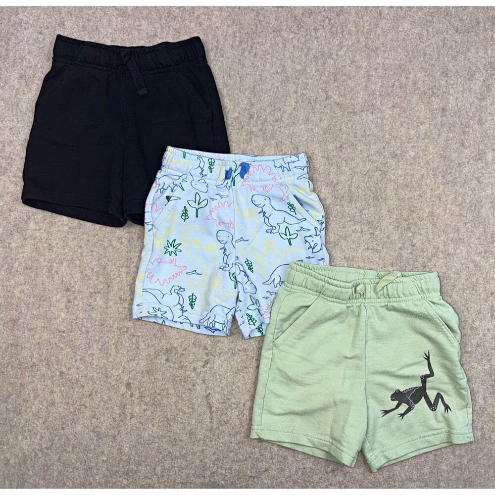 Cat & Jack Boys Toddler Size 2T Jogger Shorts Dino Print Lot of 3